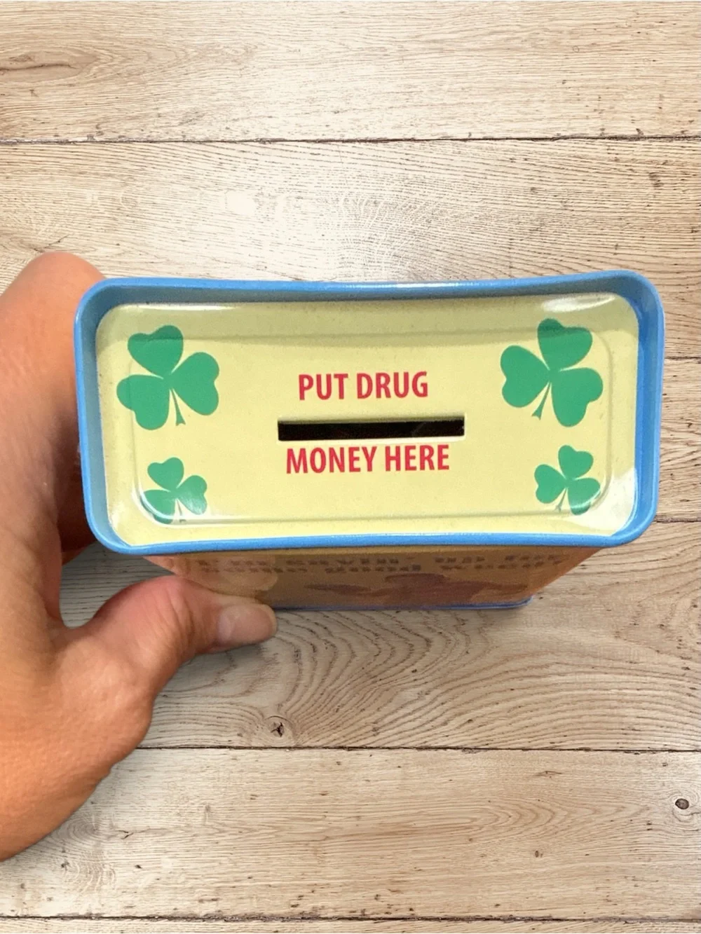 Blue Q 2006 “I’m Savin’ Up For Some Good Weed” Tin Coin Bank Retro Kit